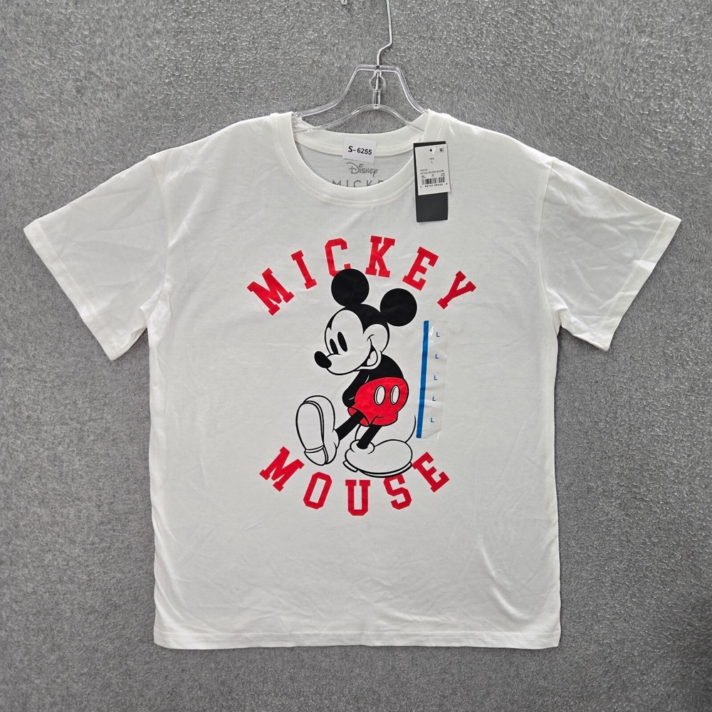Disney‎ Men Shirt Large White Mickey Mouse Graphic Short Sleeve Crew Neck NWT